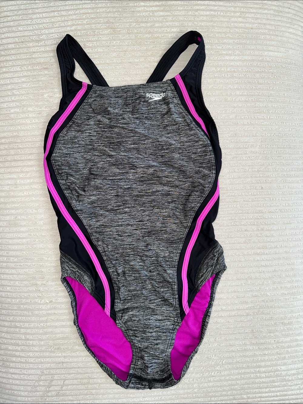 Speedo Women’s Heather Quantum Fusion Splice One-Piece Swimsuit